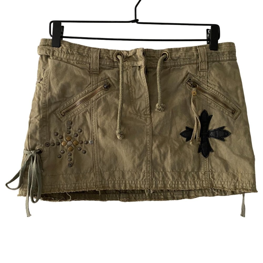 Nine Lives Army Green Unique Size M Mini Skirt